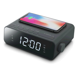 Muse M-175 WI Väckarklocka FM & Trådlös laddning – Dubbla alarm, vit