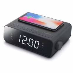 Muse M-175 WI Väckarklocka FM & Trådlös laddning – Dubbla alarm, vit