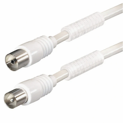Qbulk Antennkabel 85 dB 7,5m med Ferrit – Vit IEC hane-hona