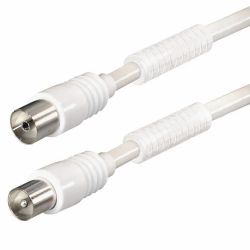 Antennkabel 5m vit med ferrit – IEC klass B | Qbulk 102804