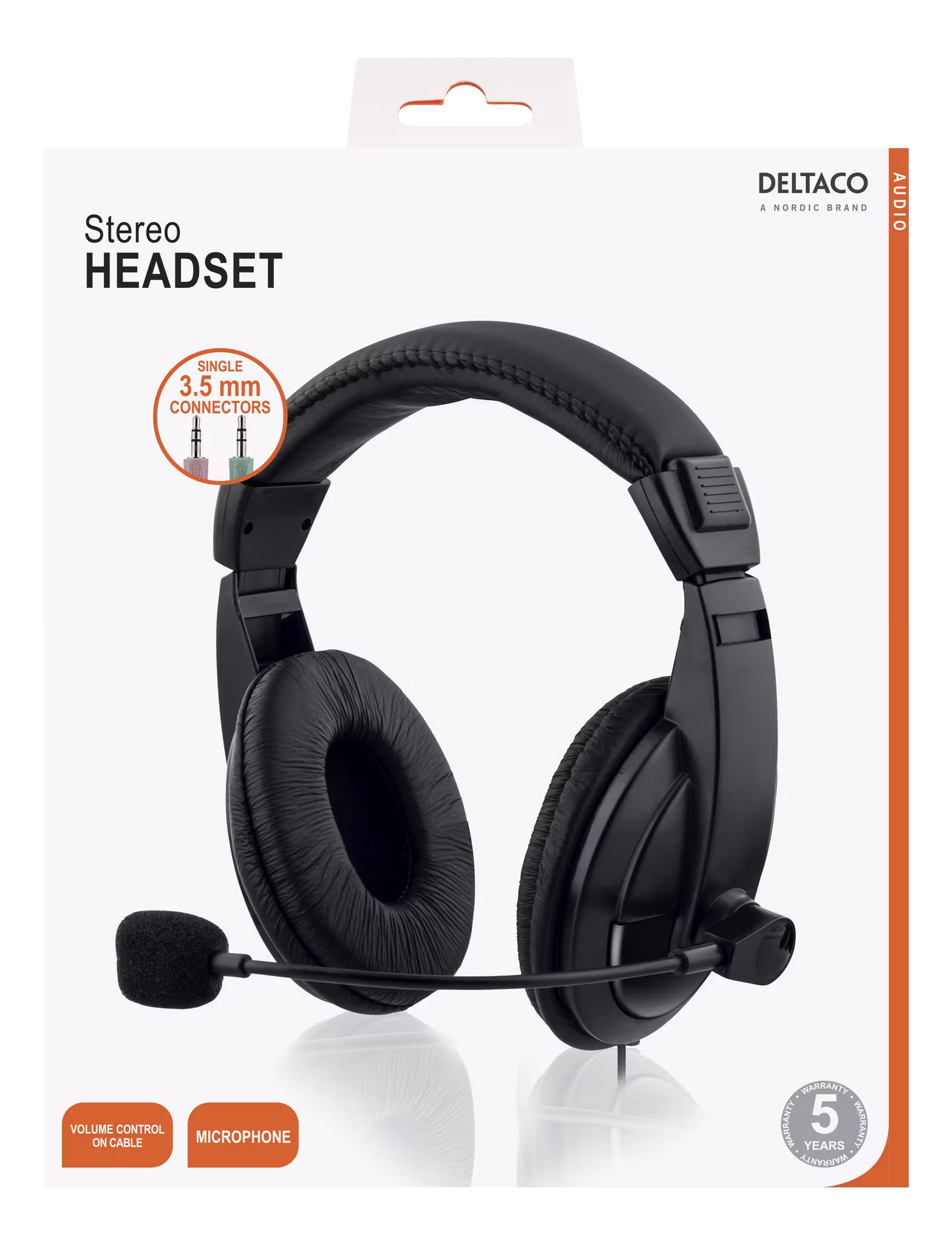 Stereo Headset HL-56 med stora kåpor och volymkontroll – DELTACO