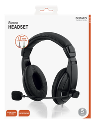 Stereo Headset HL-56 med stora kåpor och volymkontroll – DELTACO