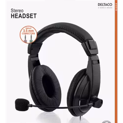Stereo Headset HL-56 med stora kåpor och volymkontroll – DELTACO