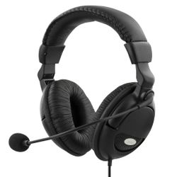 Headset HL-9 med mikrofon & volymkontroll – DELTACO, 2x 3,5 mm, svart