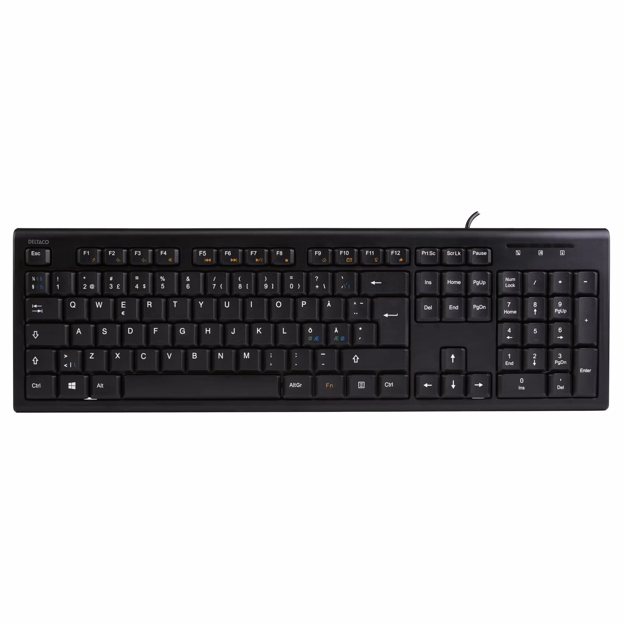 DELTACO TB-626 Tangentbord – Trådbundet, Fullstorlek, Nordisk Layout, USB-A