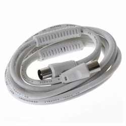 Koaxialkabel 1,5 m – IEC-169-2 Hane till Hona, Vit | För TV & antenn