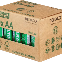 DELTACO Ultimate Alkaline AA Batterier 20-pack – 1.5V, Svanenmärkta, LR6