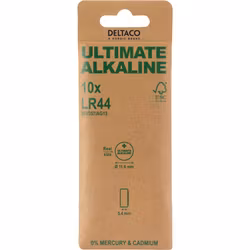 DELTACO Ultimate LR44 Batterier 10-pack – Alkaline 1.5V | För Miniräknare & Leksaker