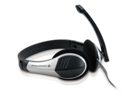 Conceptronic Chatstar Stereoheadset – 3,5 mm, Mikrofon, Volymkontroll, 2 m, Svart/Silver