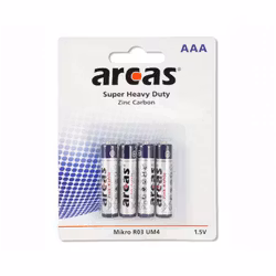 Super Heavy Duty AAA-batterier (R03) med Zink-Carbon-teknik. 4-pack