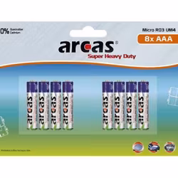 Arcas R03 Micro AAA Batterier 8-pack – Zink-Carbon Super Heavy Duty