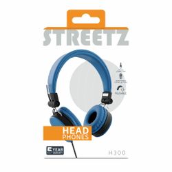STREETZ HL-W201 Hopfällbara Hörlurar med Mikrofon – Blå | 3,5 mm Anslutning