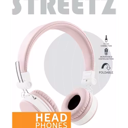 STREETZ HL-W202 Hopfällbara Hörlurar med Mikrofon – Rosa | 3,5 mm Anslutning