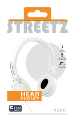 STREETZ HL-W203 Hopfällbara Hörlurar med Mikrofon – Vit | 3,5 mm Anslutning