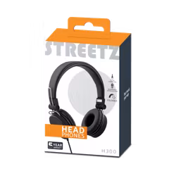 STREETZ HL-W200 Hopfällbara Hörlurar med Mikrofon – Svart | 3,5 mm Anslutning