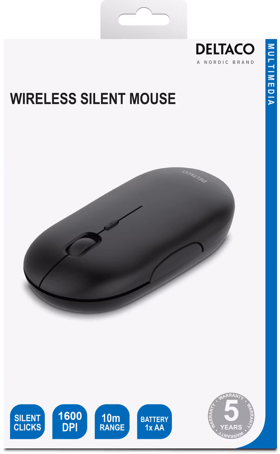 Deltaco Trådlös Tyst Mus (MS-803) – Platt Design & 1600 DPI