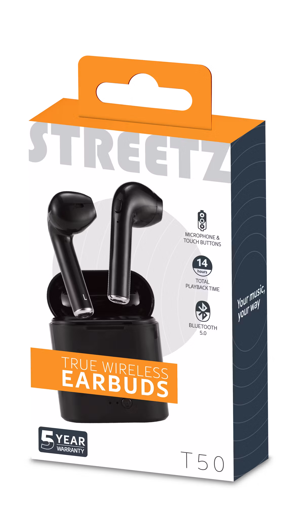 Streetz TWS-Hörlurar (TWS-0007) – Bluetooth 5 & 18 Timmar Speltid