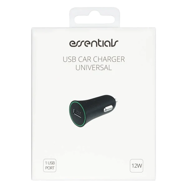 Essentials Billaddare 12W – USB-A (Svart)