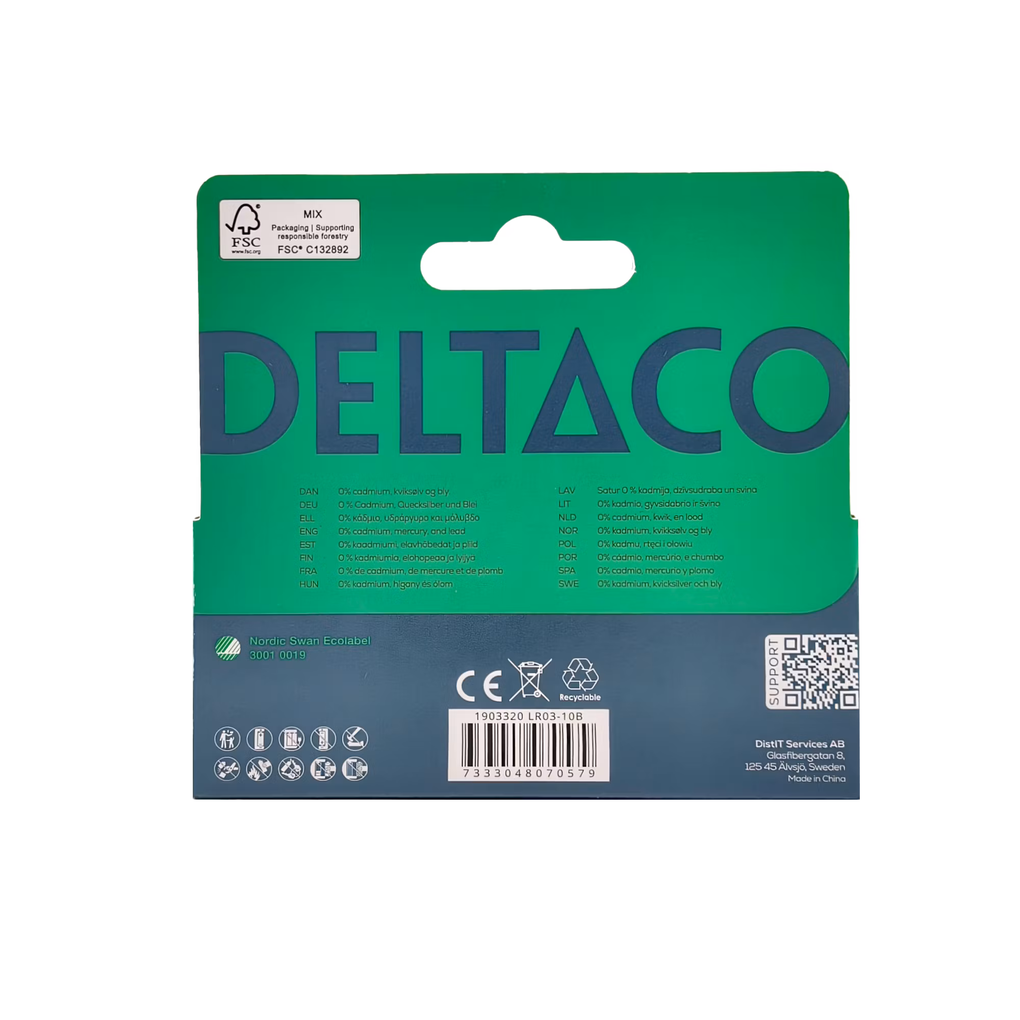Deltaco AAA Batterier 10-pack – Svanenmärkt Kraft (LR03)