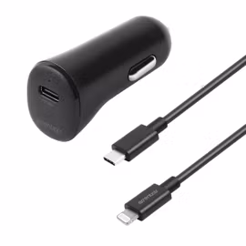 Billaddare 20W, USB-C-Lightning-kabel, 1m, svart