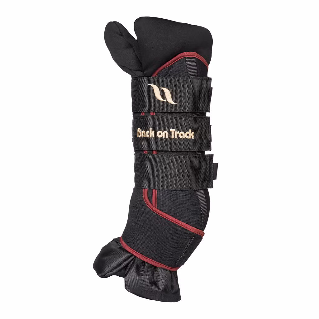 Smidiga stallbandage i deluxe-utförande, med Welltex®-teknologi. Back on Track Royal Quick Wraps Deluxe, Vinröd