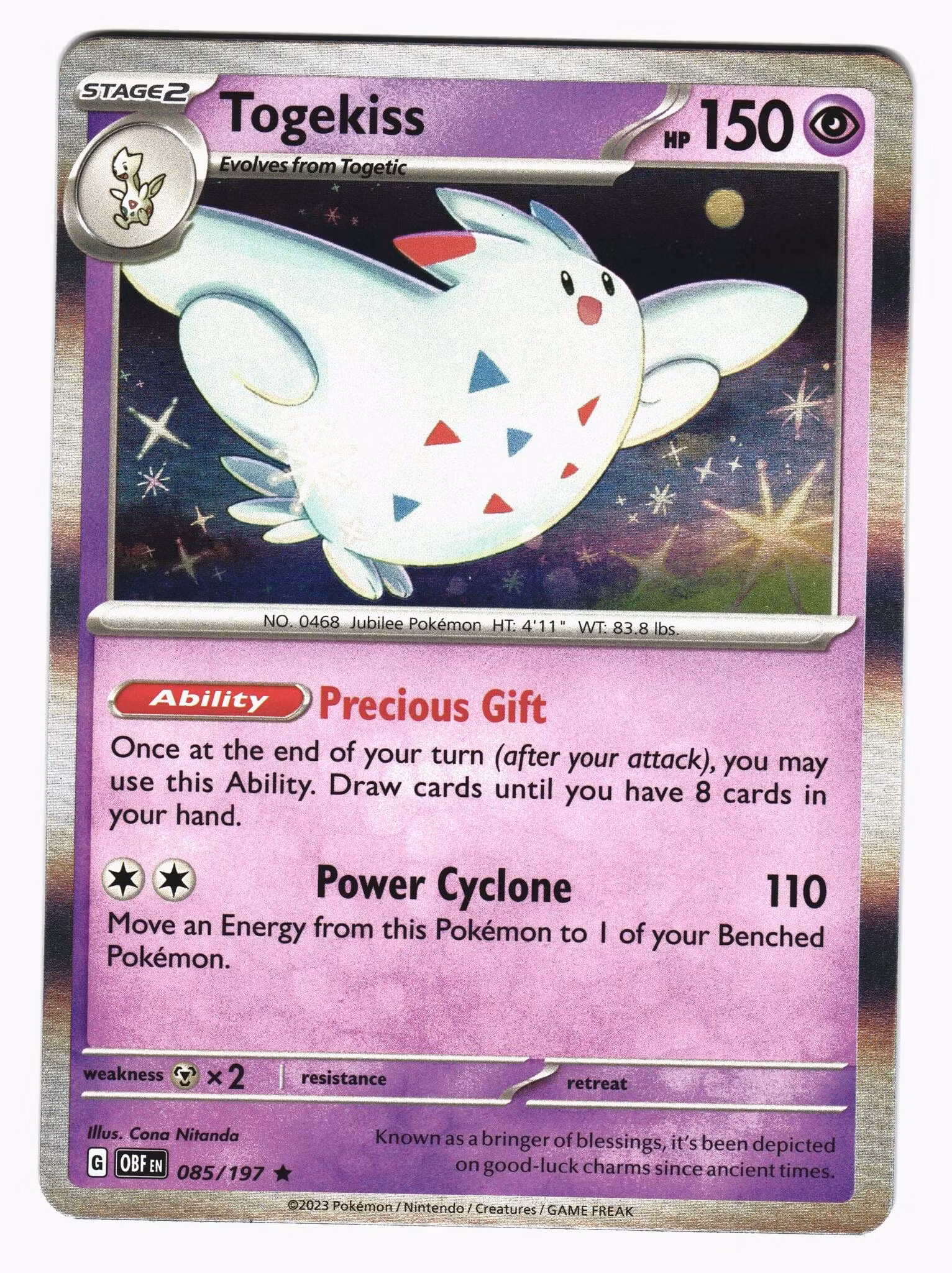 Togekiss Holo Rare 085/197 Obsidian Flames Pokemon