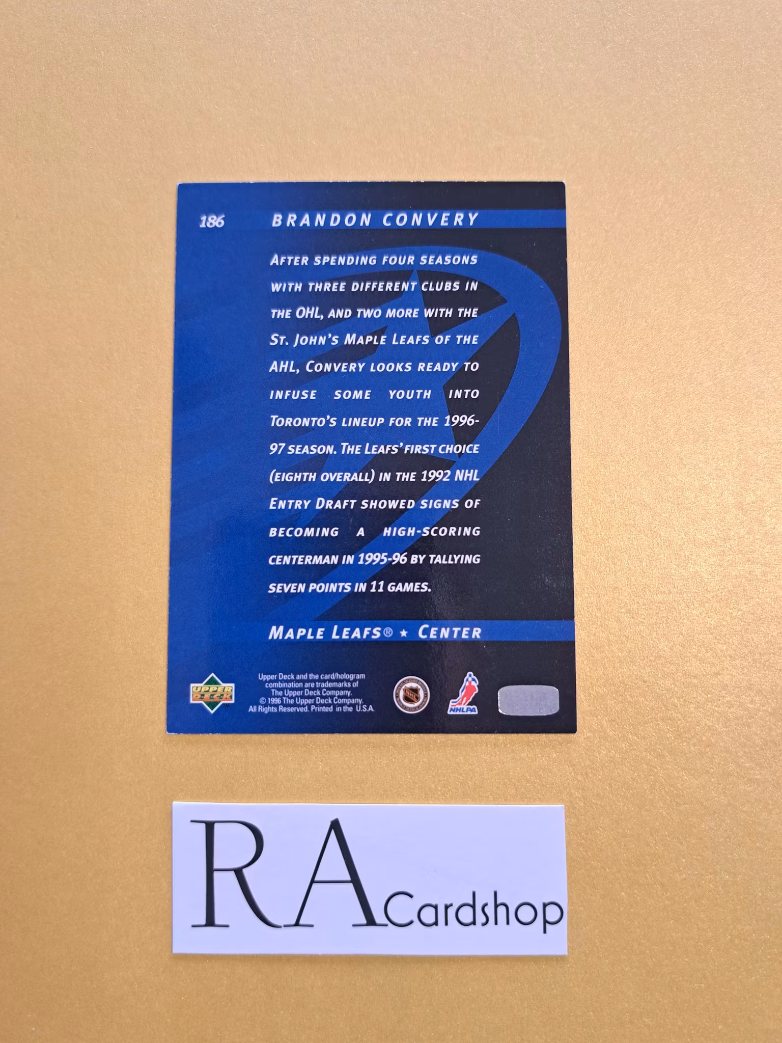 Brandon Convery 96-97 Upper Deck #186 NHL Hockey