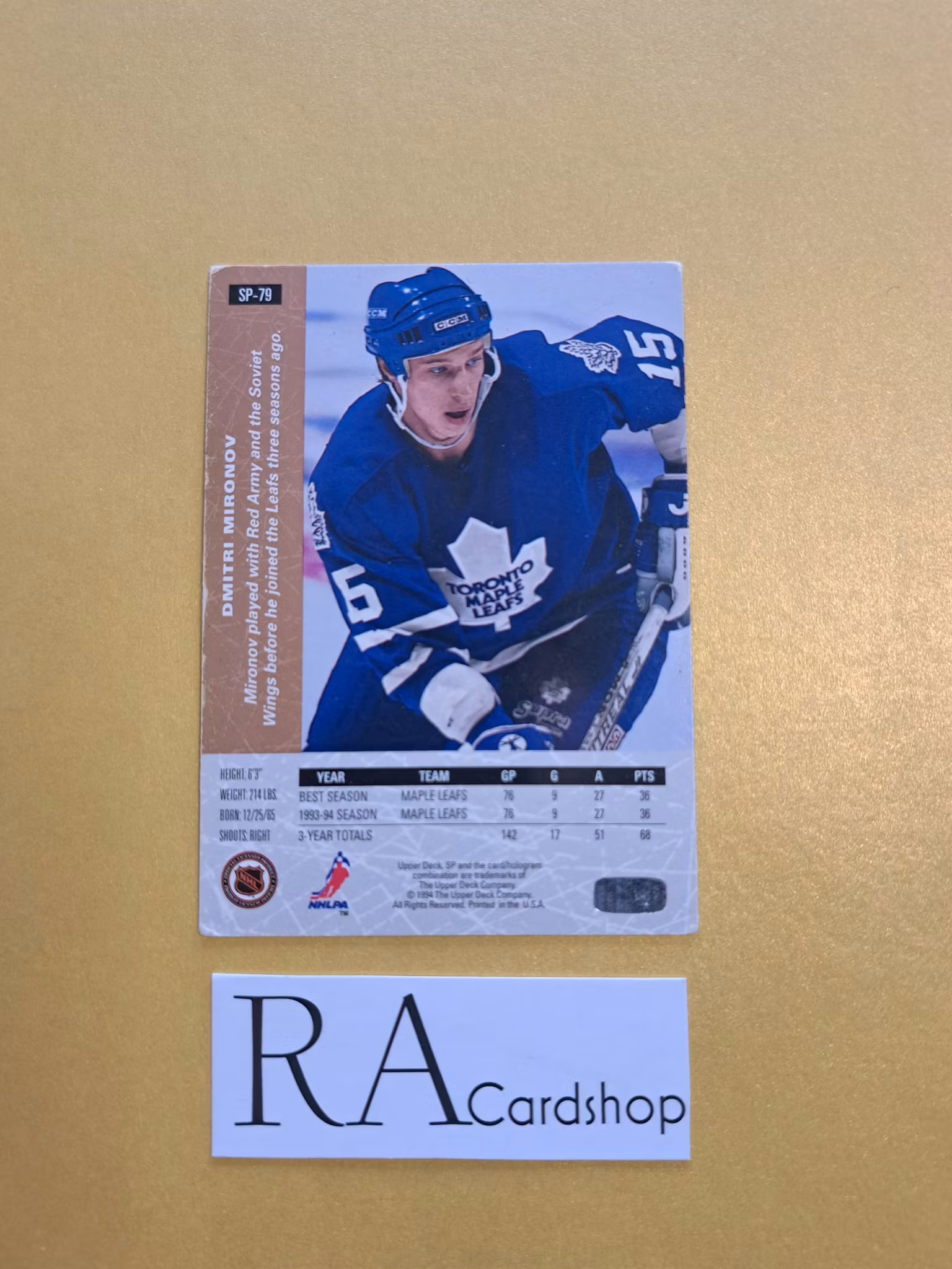 Dmitri Mironov 94-95 Upper Deck Hockey SP Inserts Die Cuts Parallel #SP 79 NHL Hockey