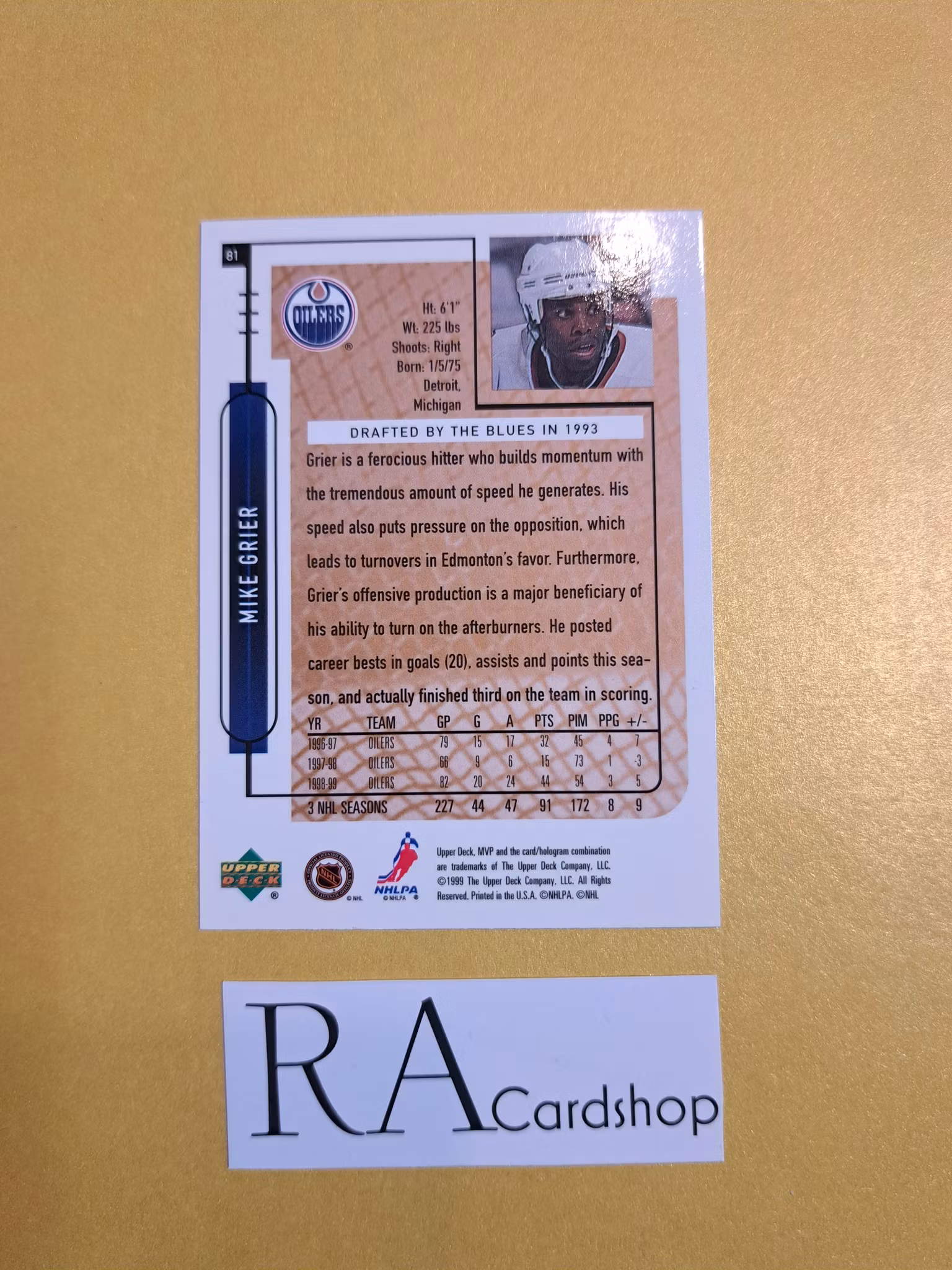 Mike Grier 99-00 Upper Deck MVP #81 NHL Hockey