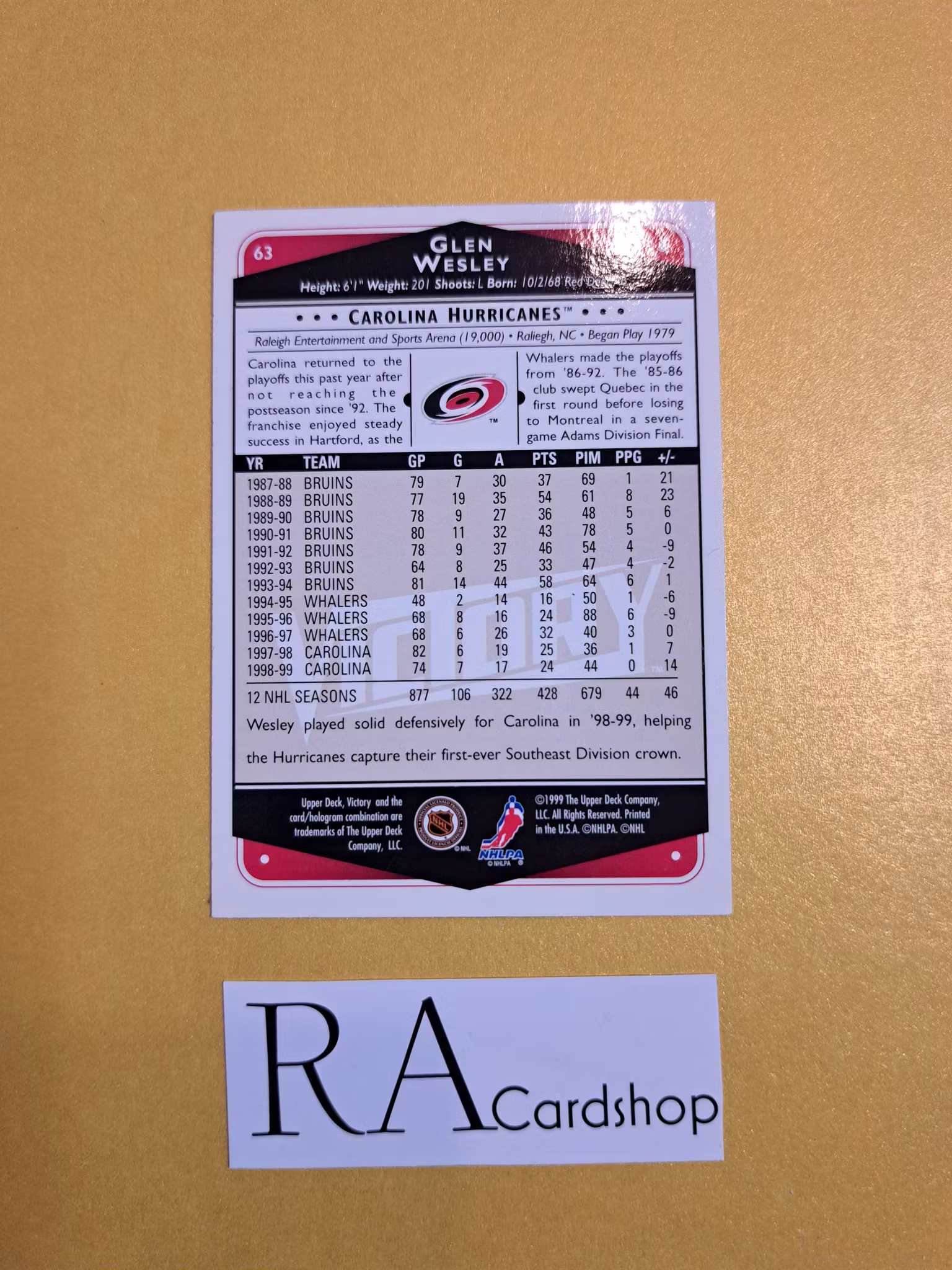 Glen Wesley 99-00 Upper Deck Victory #63 NHL Hockey