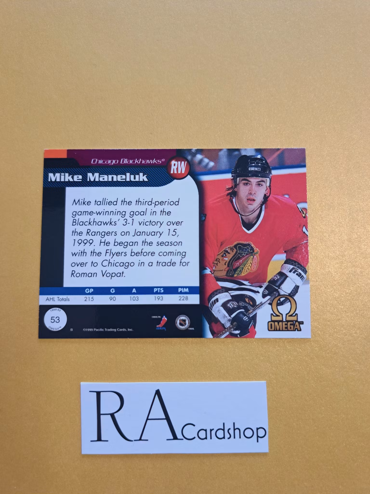 Mike Maneluk 98-99 Pacific Omega #53 NHL Hockey