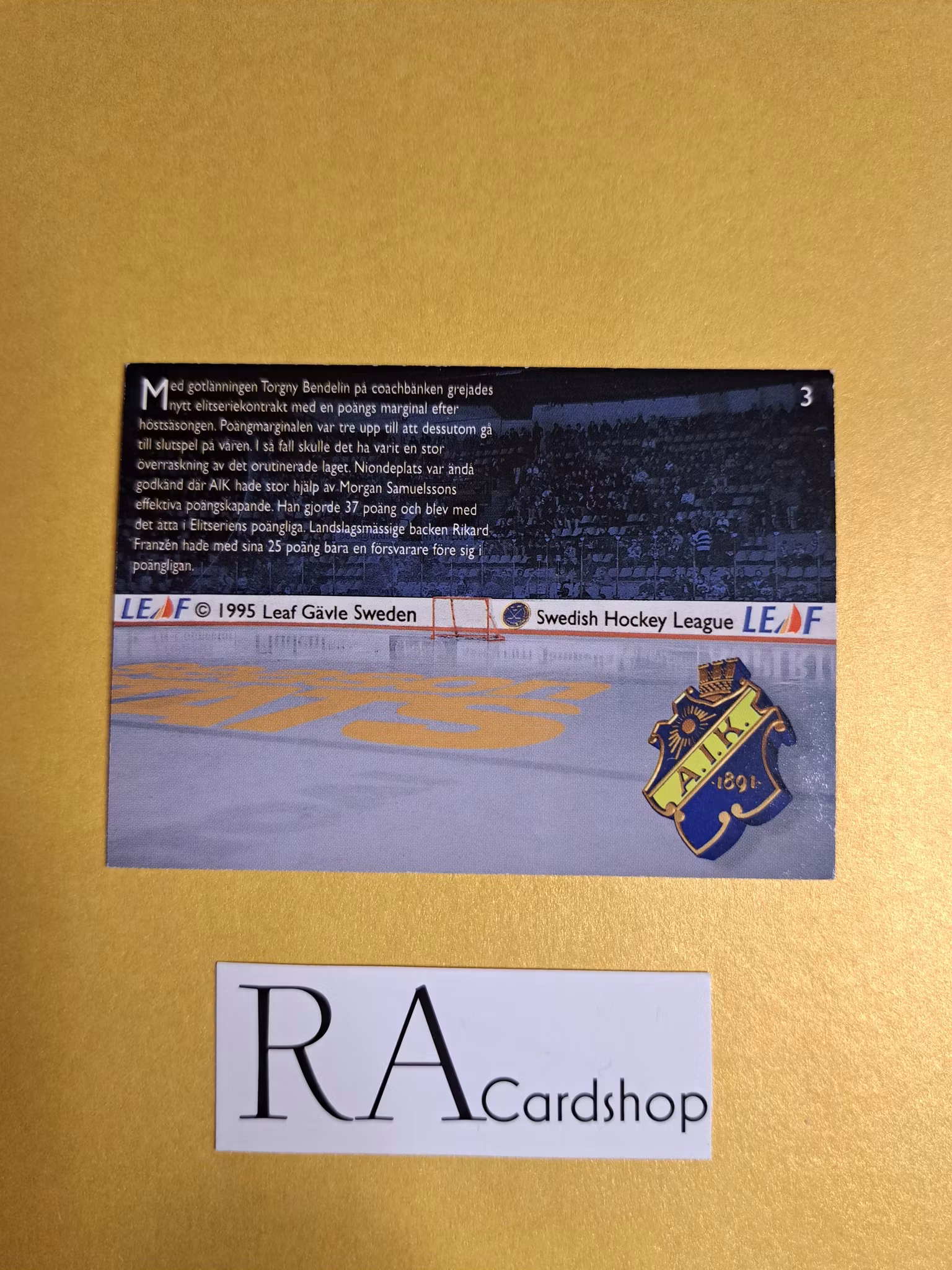 Season Stats AIK 95-96 Leaf #3 SHL SHL Hockey