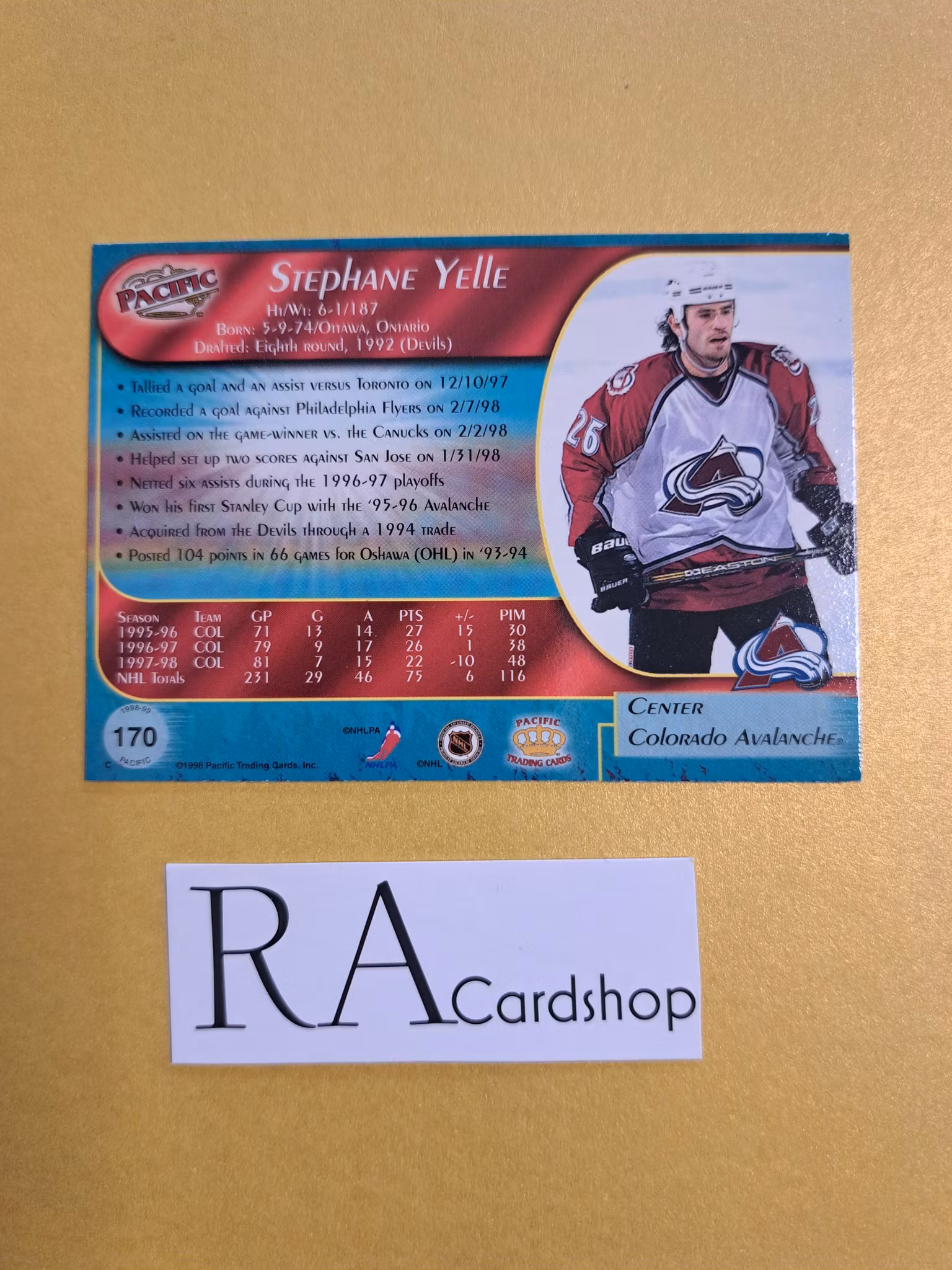 Stephen Yelle 98-99 Pacific #170 NHL Hockey