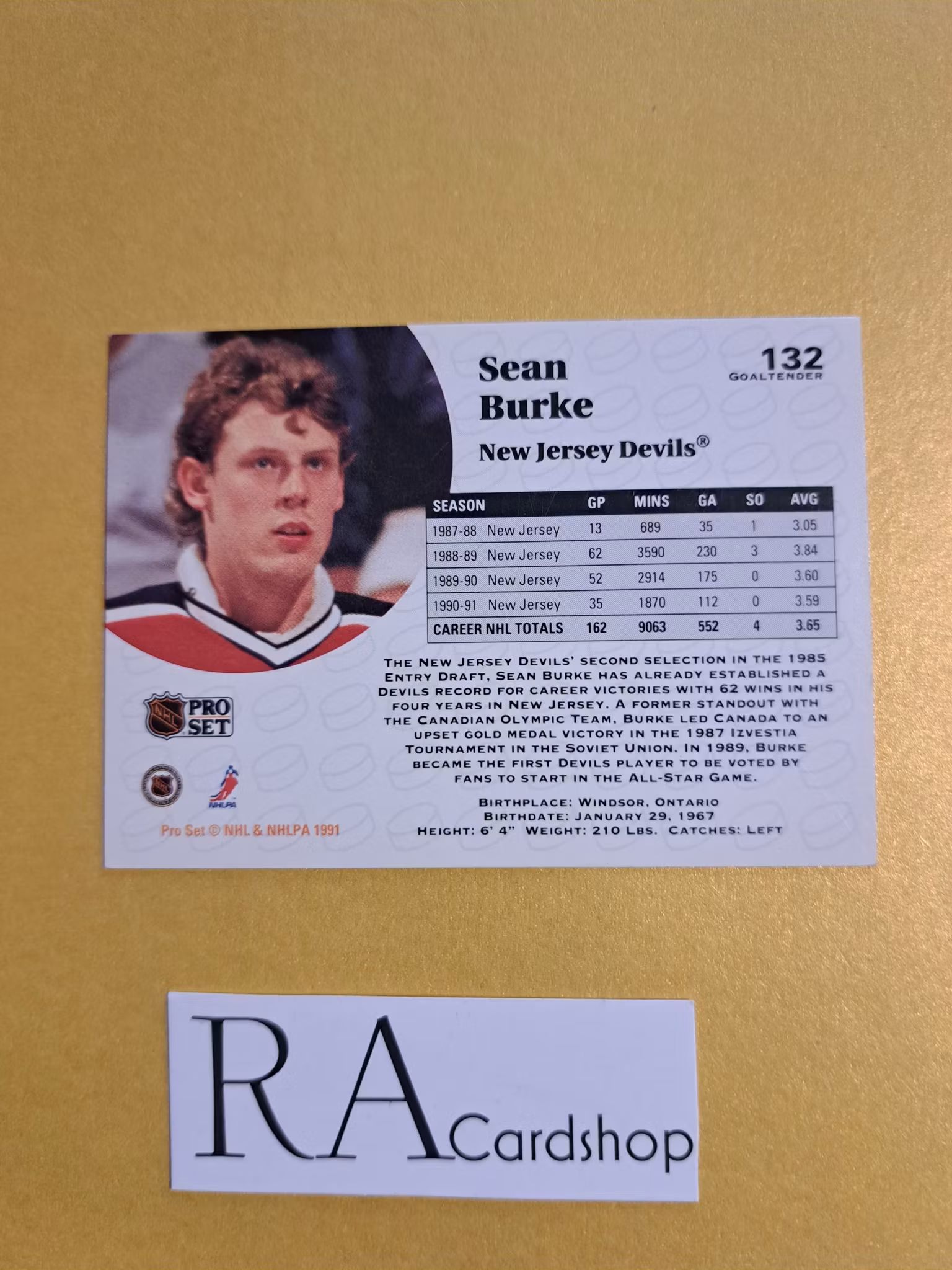 Sean Burke 91-92 Pro Set #132 NHL Hockey
