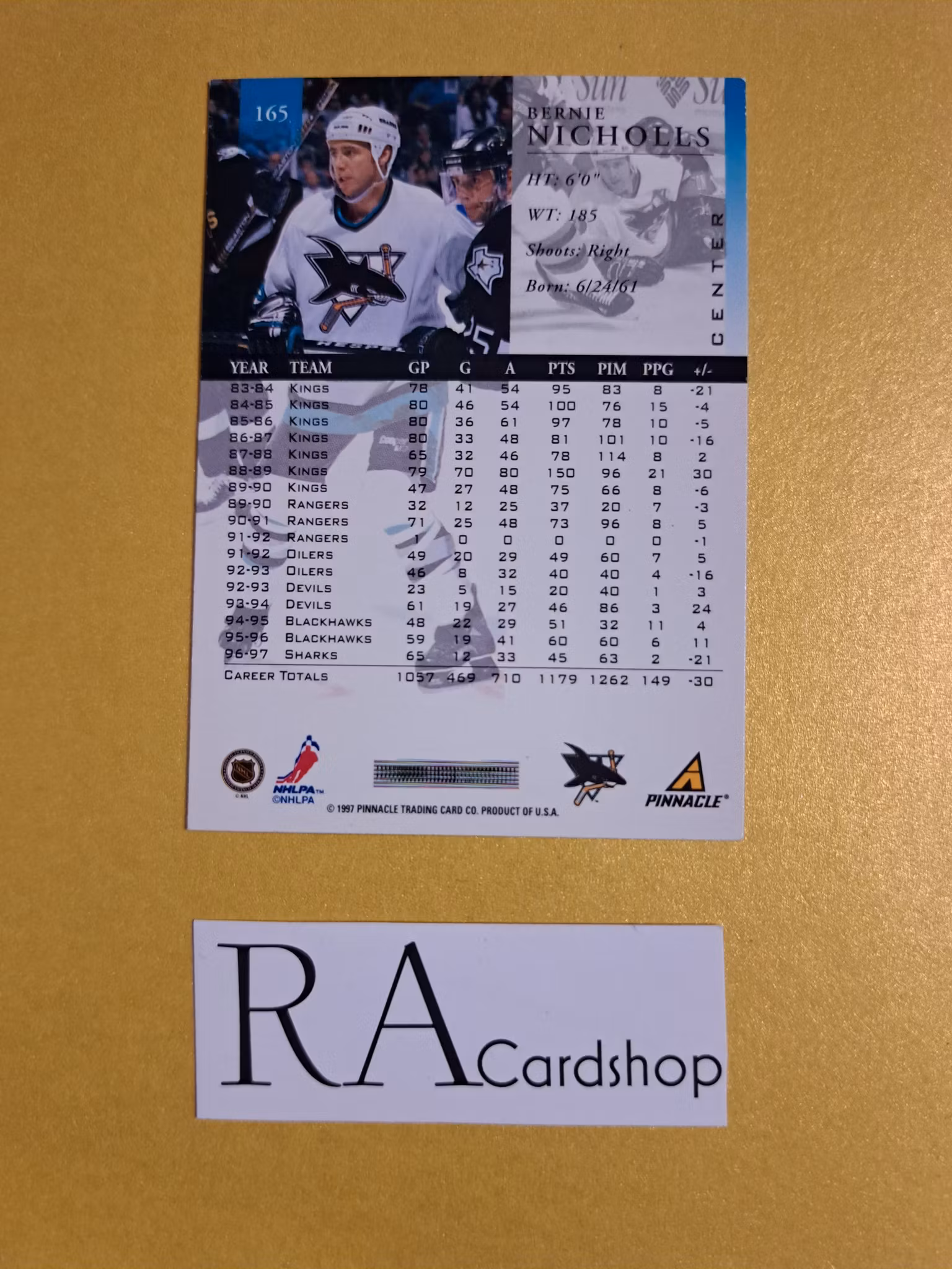 Bernie Nicholls 97-98 Pinnacle #165 NHL Hockey