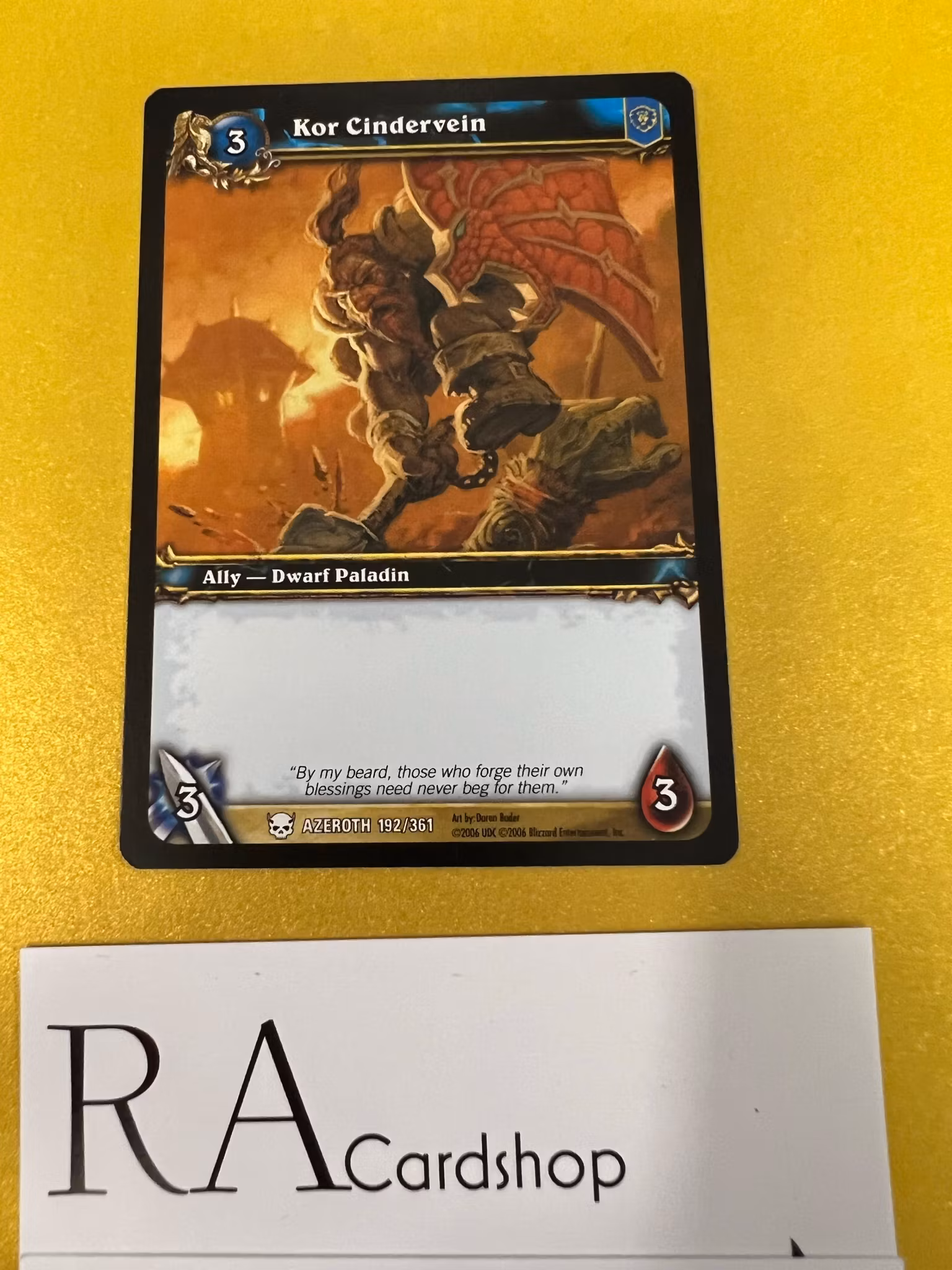 Kor Cindervein 192/361 Heroes of Azeroth World of Warcraft TCG