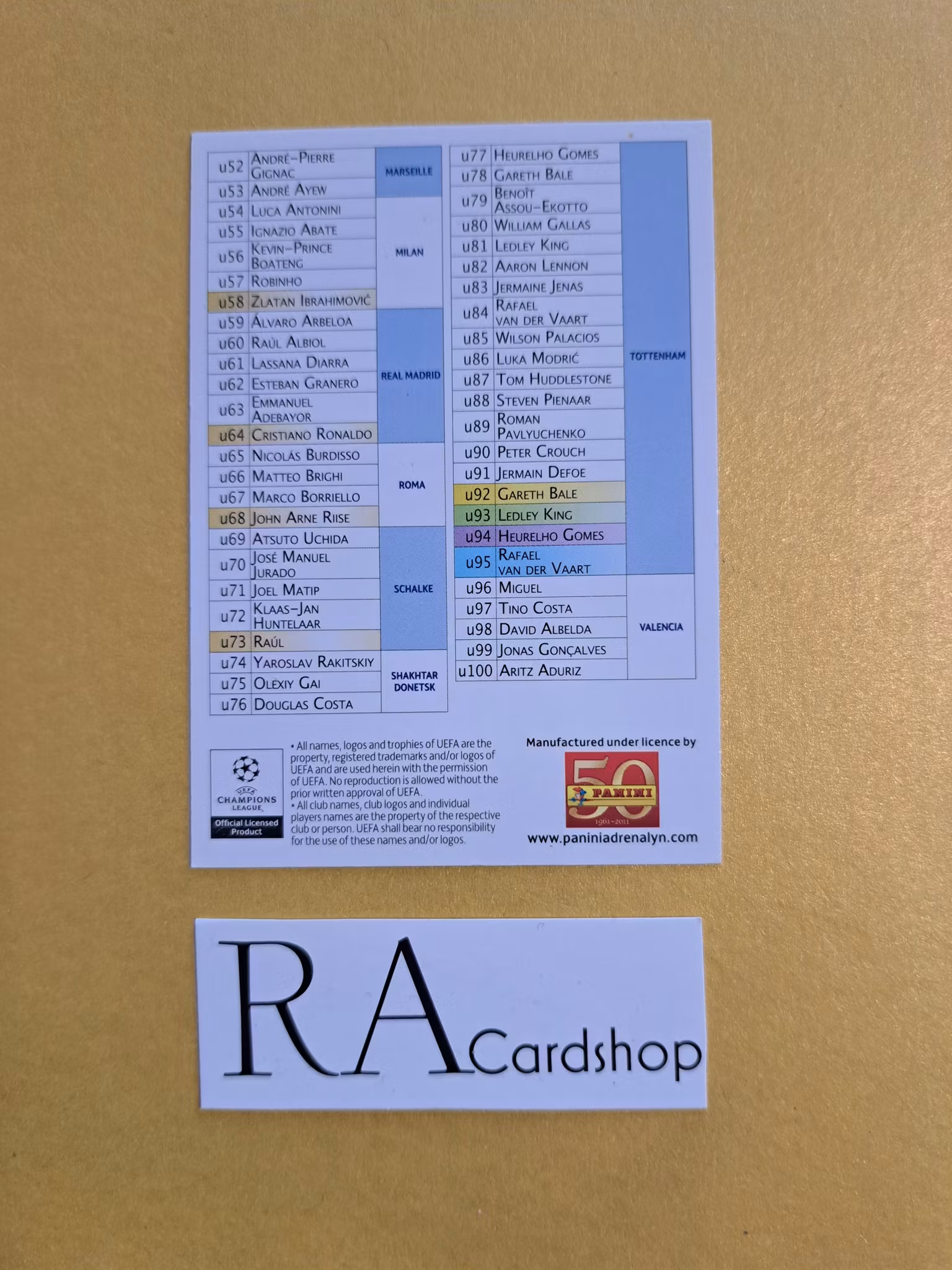 Player Checklist Adrenalyn XL Champions League (1)