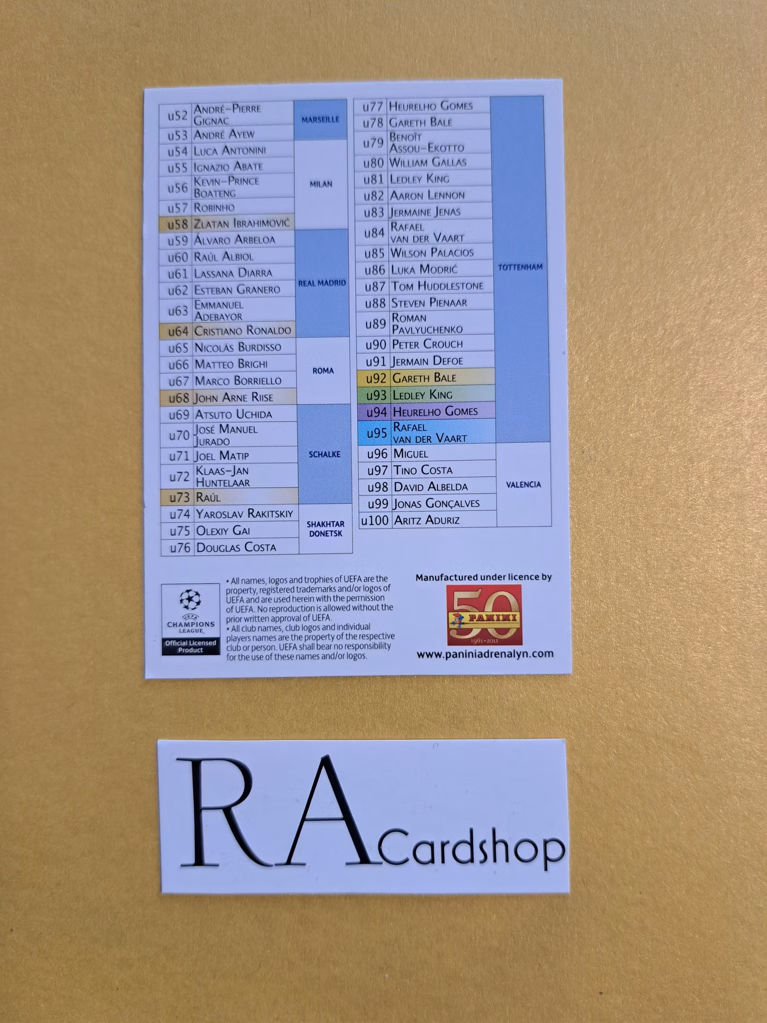 Player Checklist Adrenalyn XL Champions League (2)