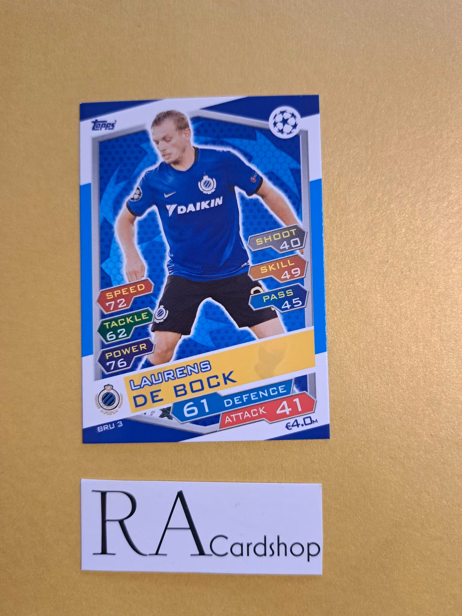 Laurens De Bock BRU 3 Match Attax UEFA Champions Leauge