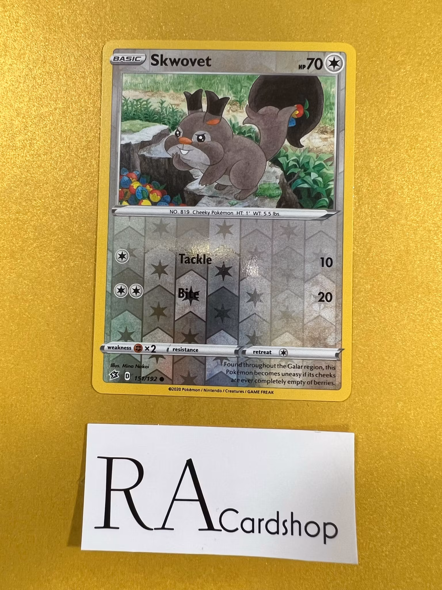 Skwovet Reverse Holo Common 151/192 Rebel Clash Pokemon