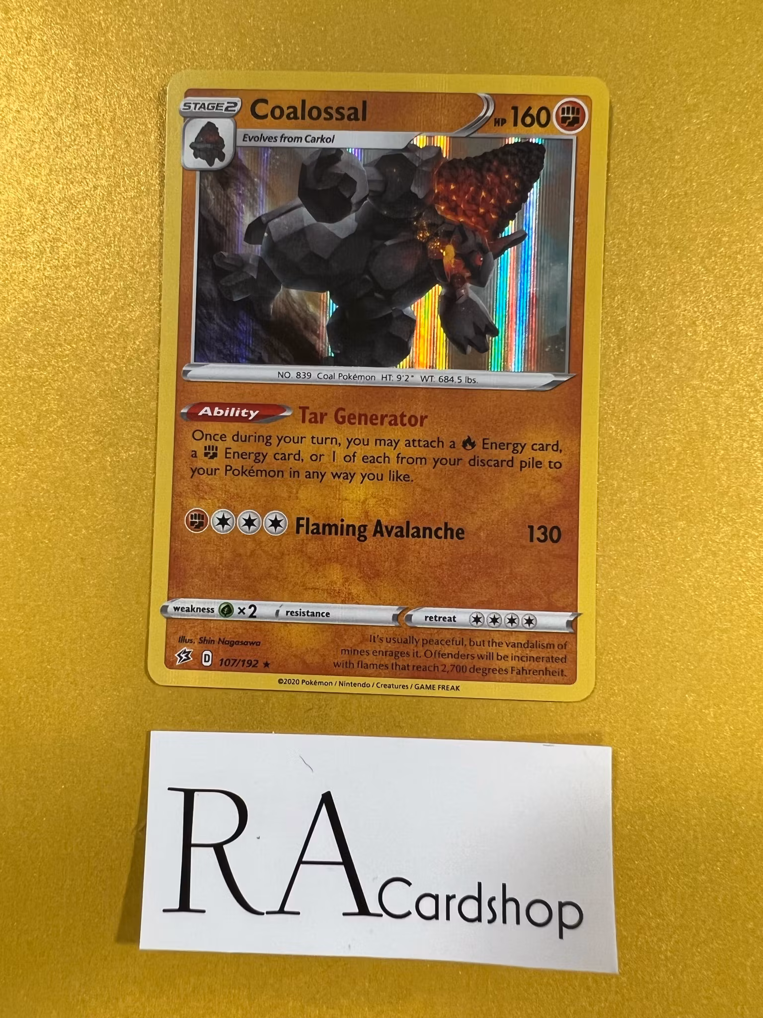 Coalossal Holo Rare 107/192 Rebel Clash Pokemon