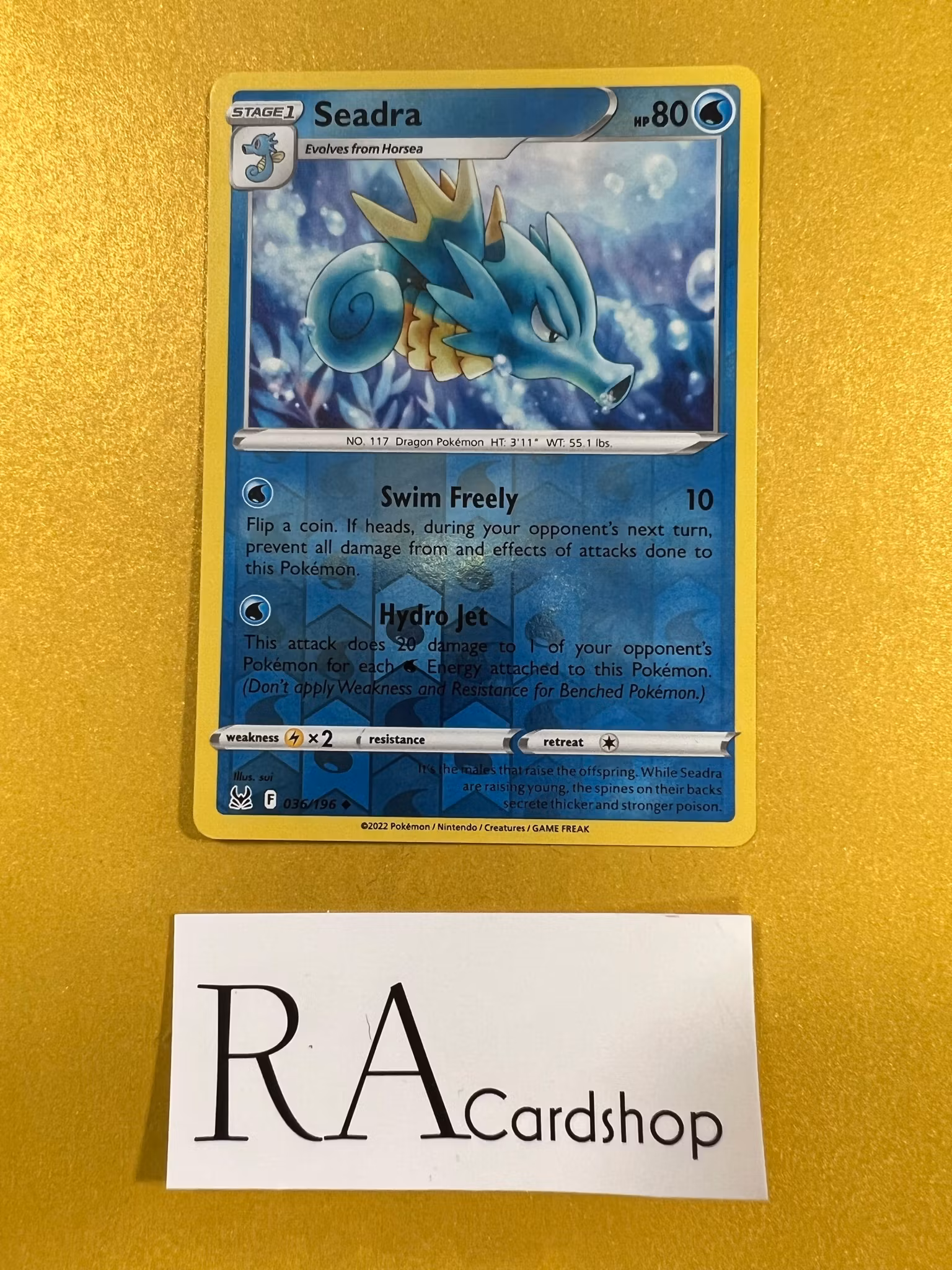 Seadra Reverse Holo Uncommon 036/196 Lost Origin Pokemon