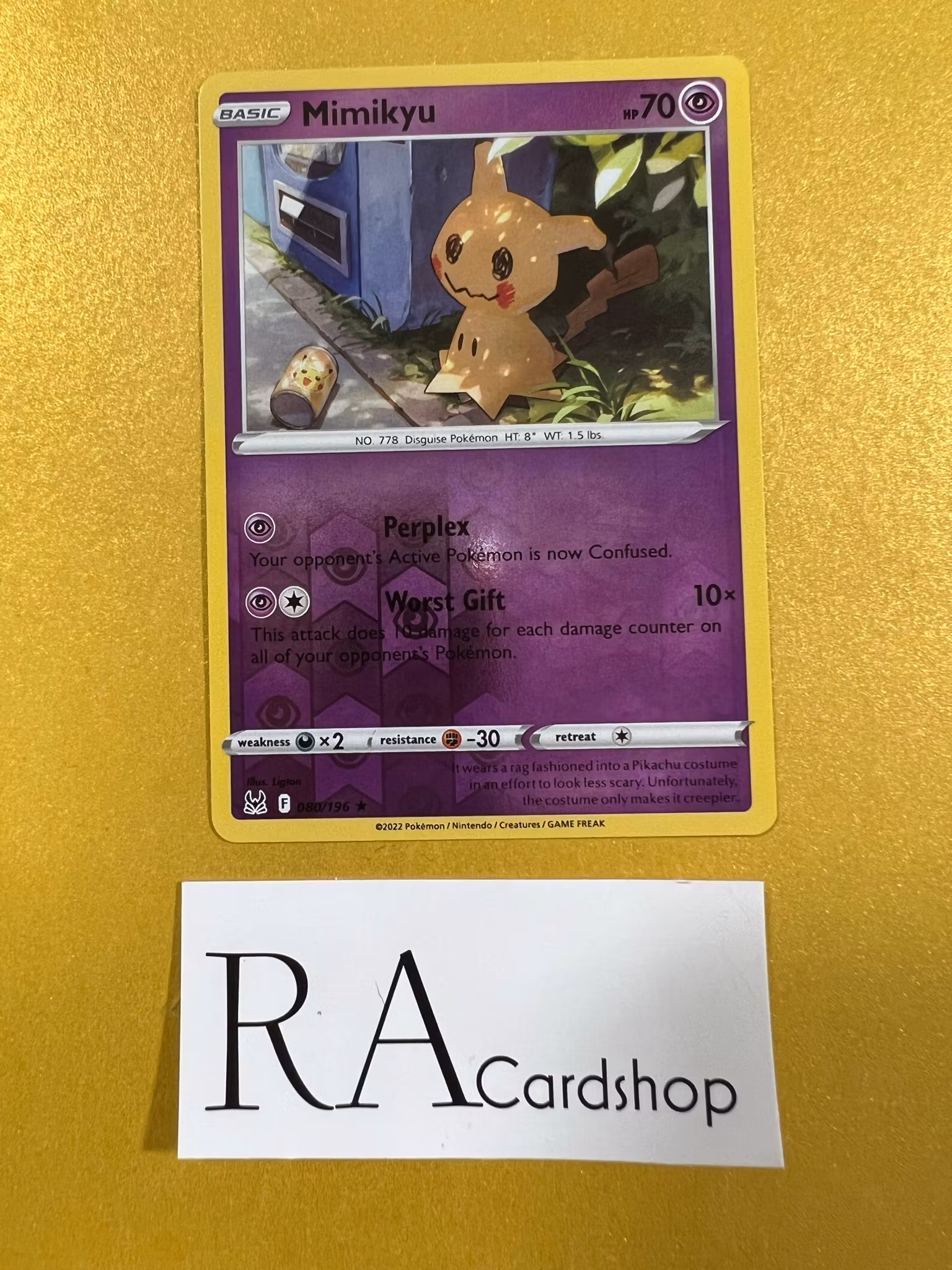 Mimikyu Reverse Holo Rare 080/196 Lost Origin Pokémon
