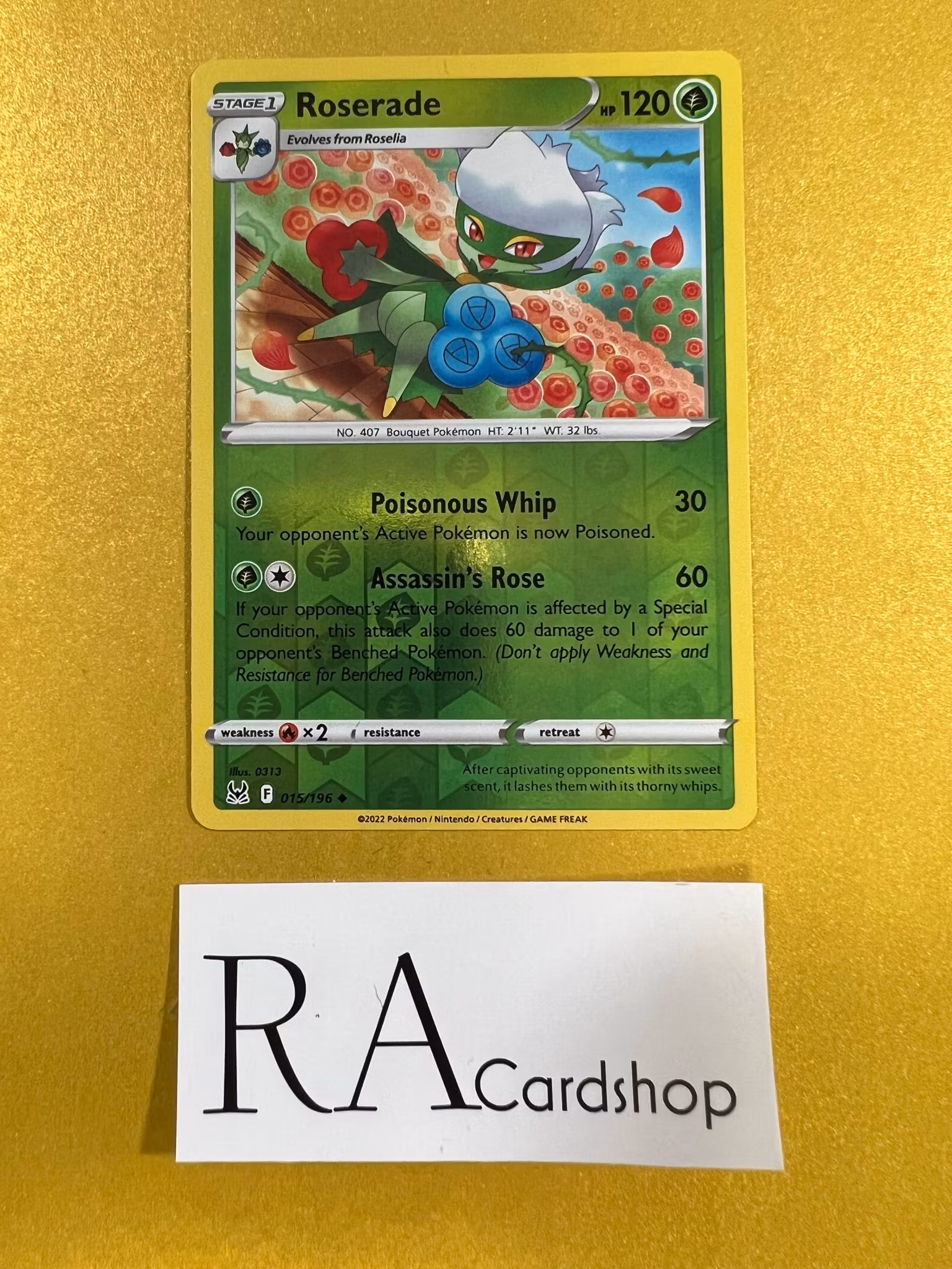 Roserade Reverse Holo Uncommon 015/196 Lost Origin Pokémon