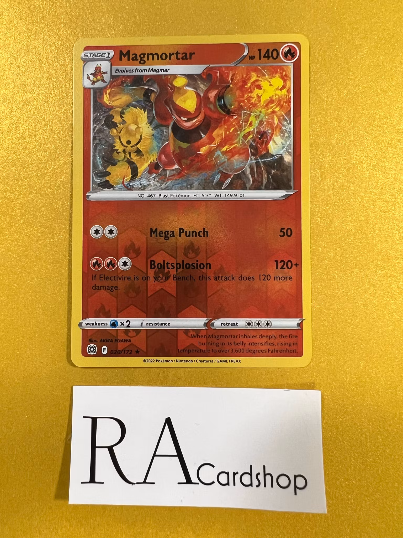 Magmortar Reverse Holo Rare 020/172 Brilliant Stars Pokemon