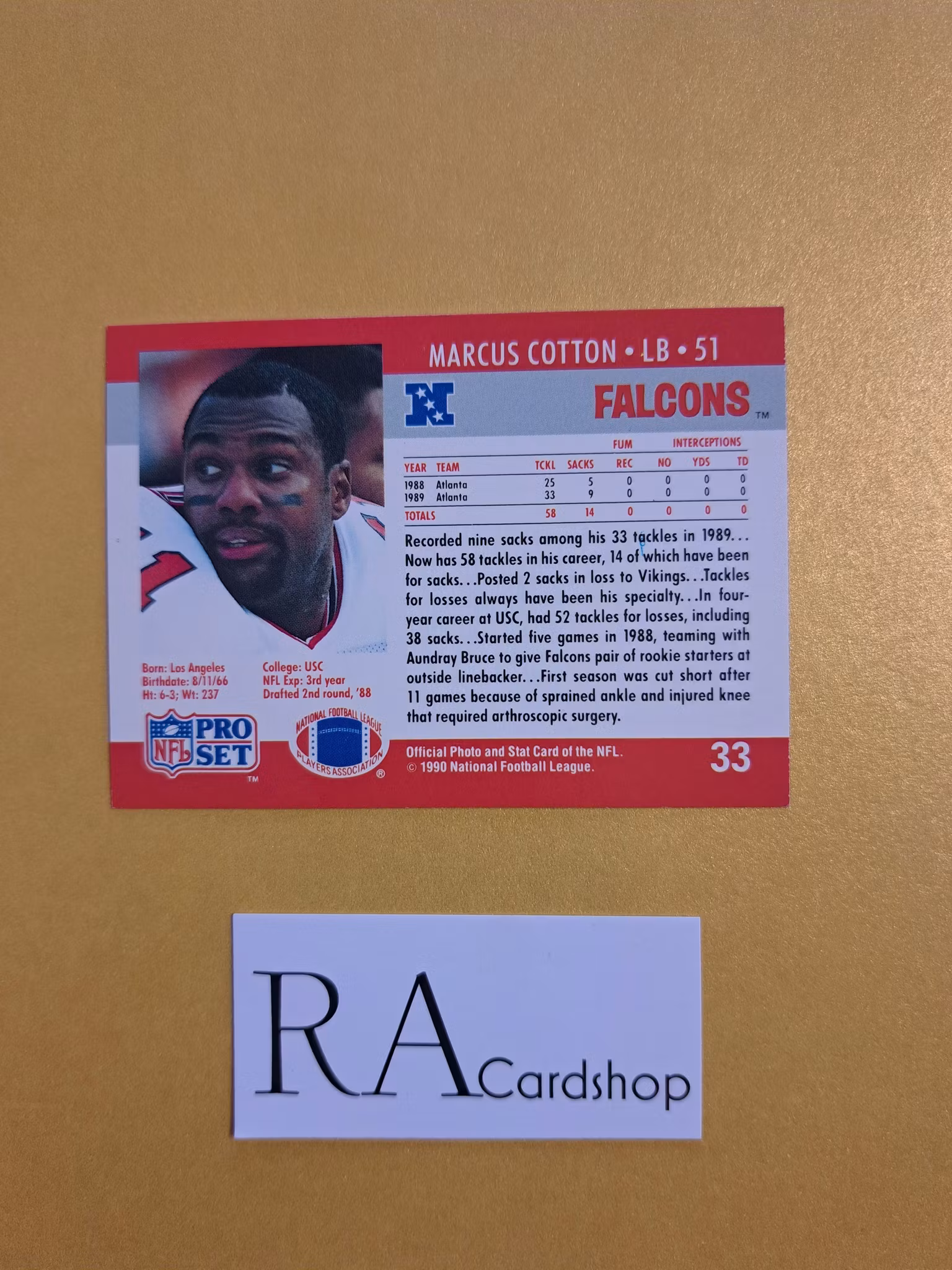 Marcus Cotton #33 1990 NFL Pro Set