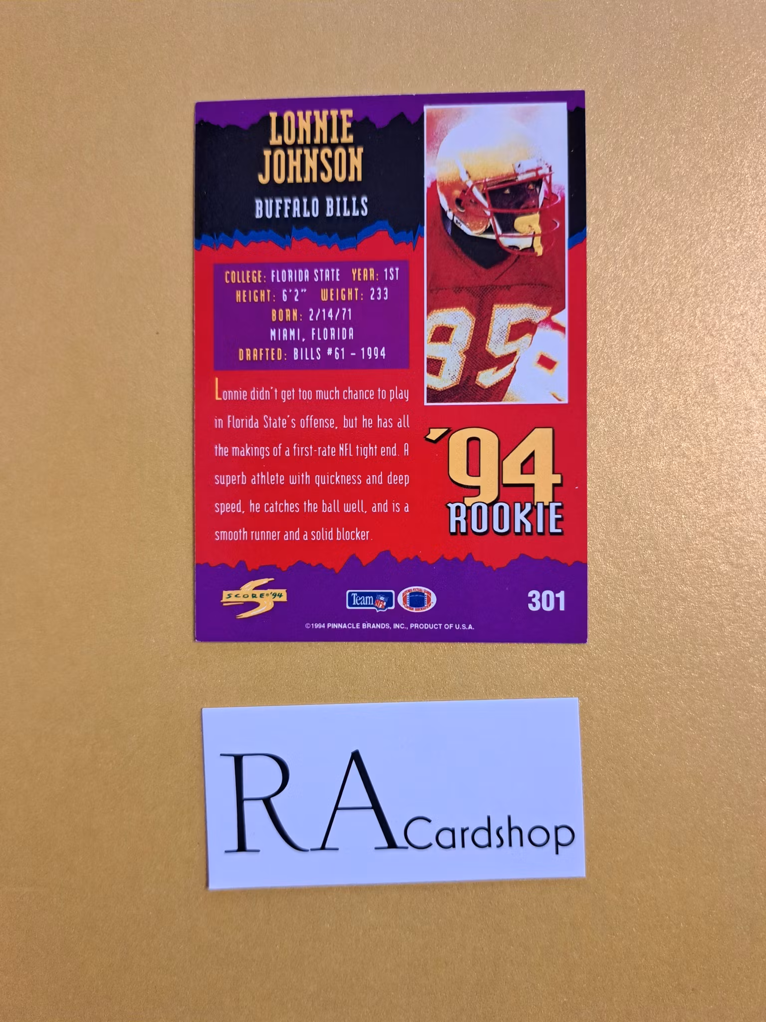 Lonnie Johnson #301 94 Rookie Score 94 1994 Pinacle Score