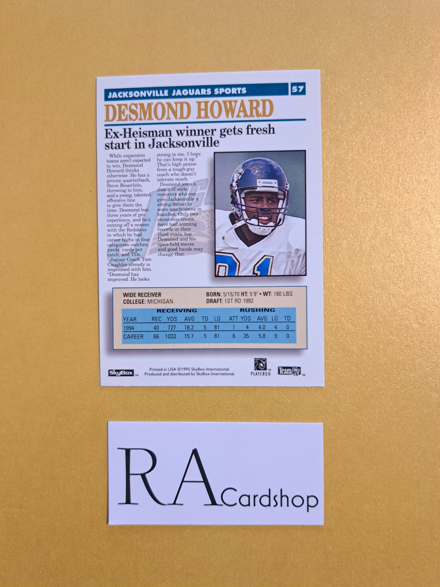 Desmond Howard #57 1995 Skybox Premium