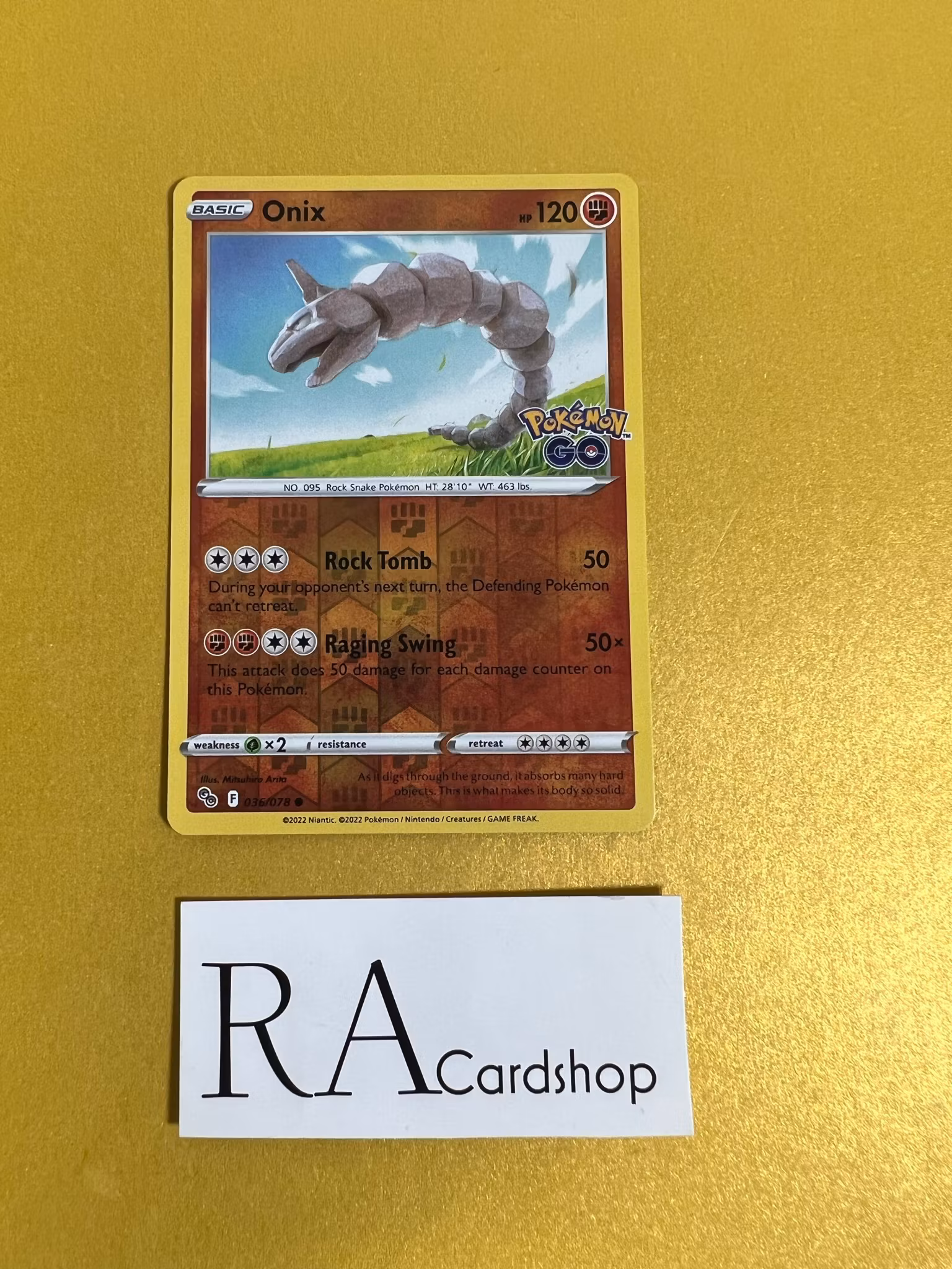 Onix Reverse Holo Common 036/078 Pokémon GO Pokémon