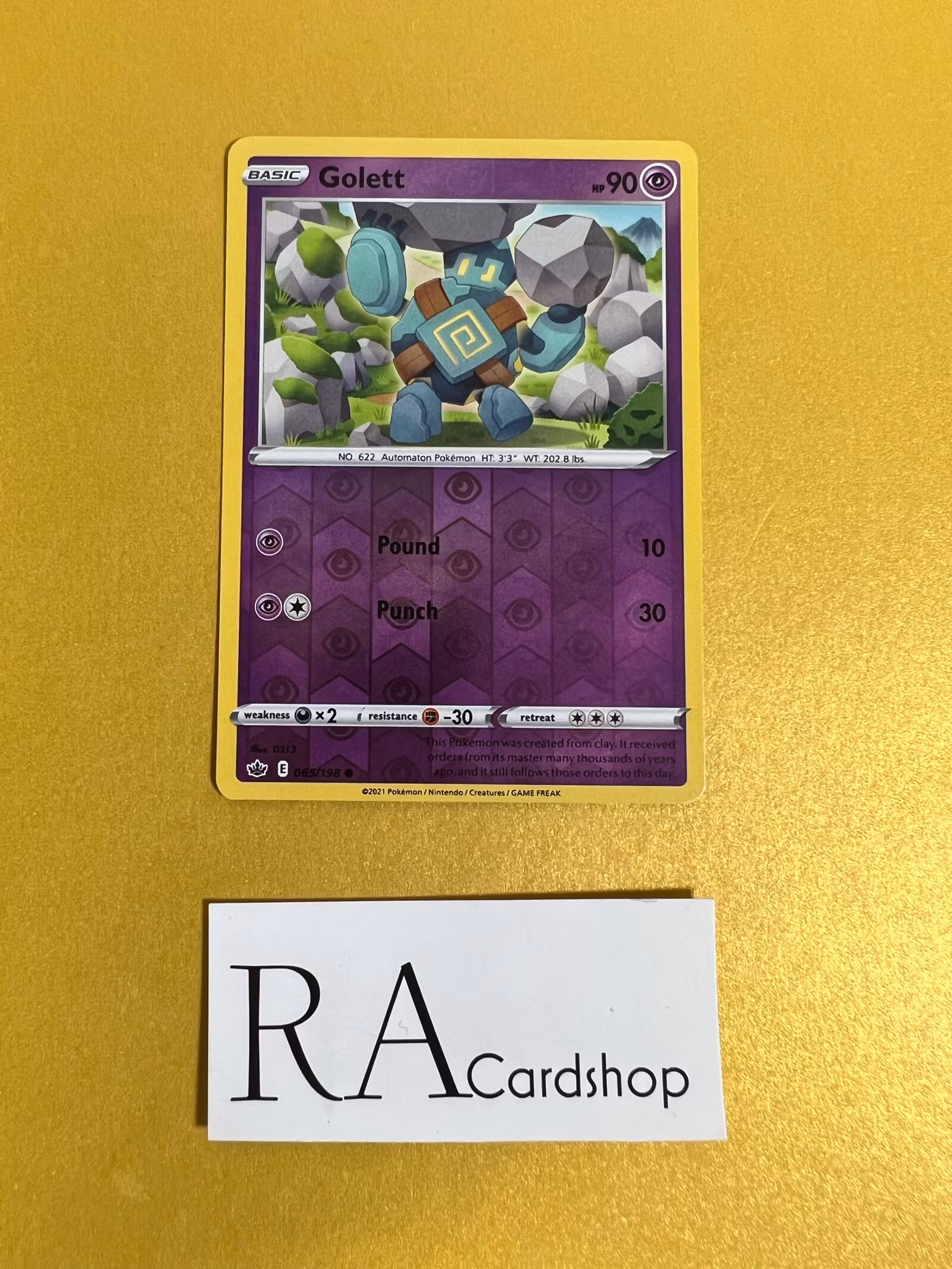 Golett Reverse Holo Common 065/198 Chilling Reign Pokémon